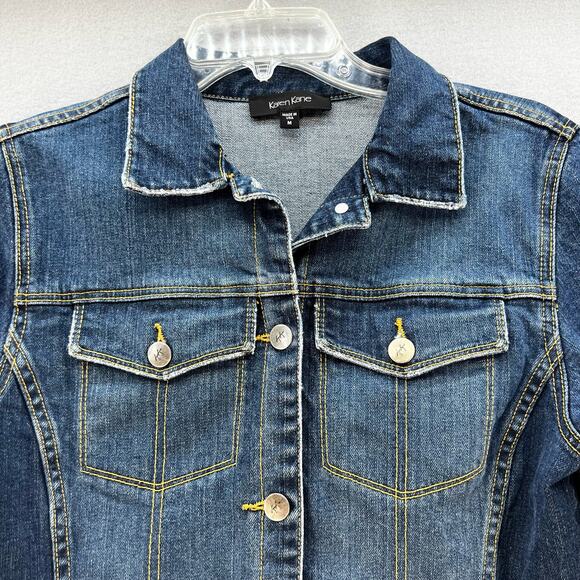 Karen Kane Denim Jean Jacket Women's Size M Blue Long Sleeve Casual Normcore - Picture 2 of 11